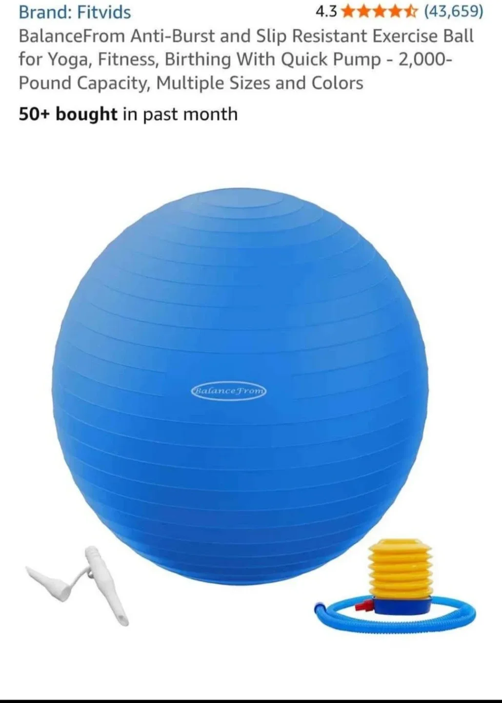 Fitvid Anti-Burst Exercise Ball with Pump - NEW