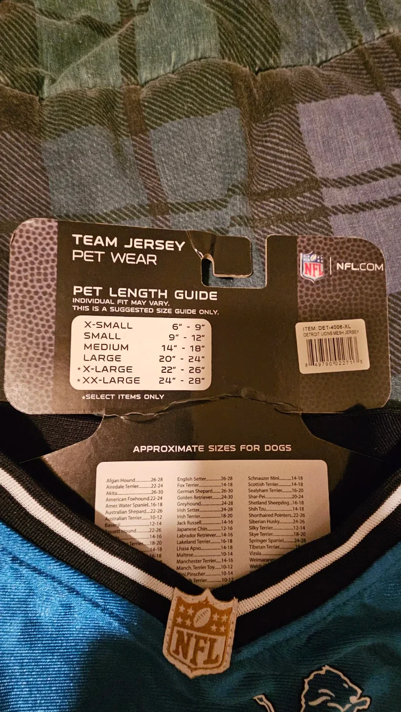 New - NFL Detroit Lions Pet Dog Jersey - Size XL image indicator(5)