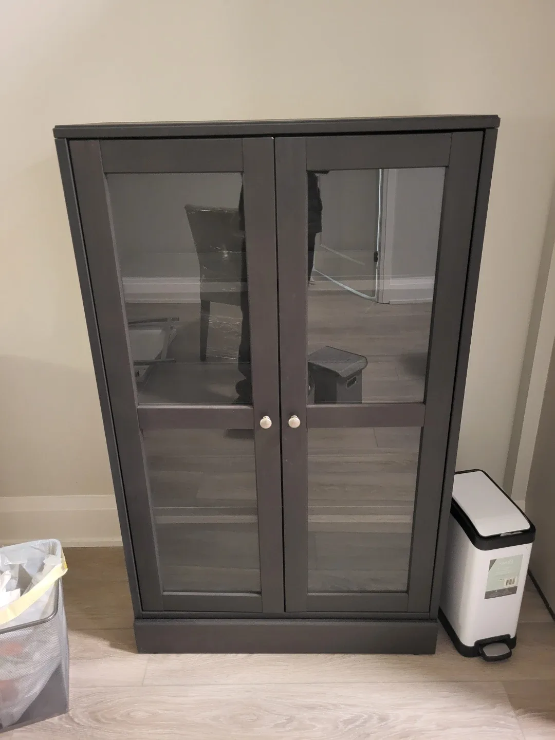 Glass-Door Display/Storage Cabinet w/ Glass Shelves