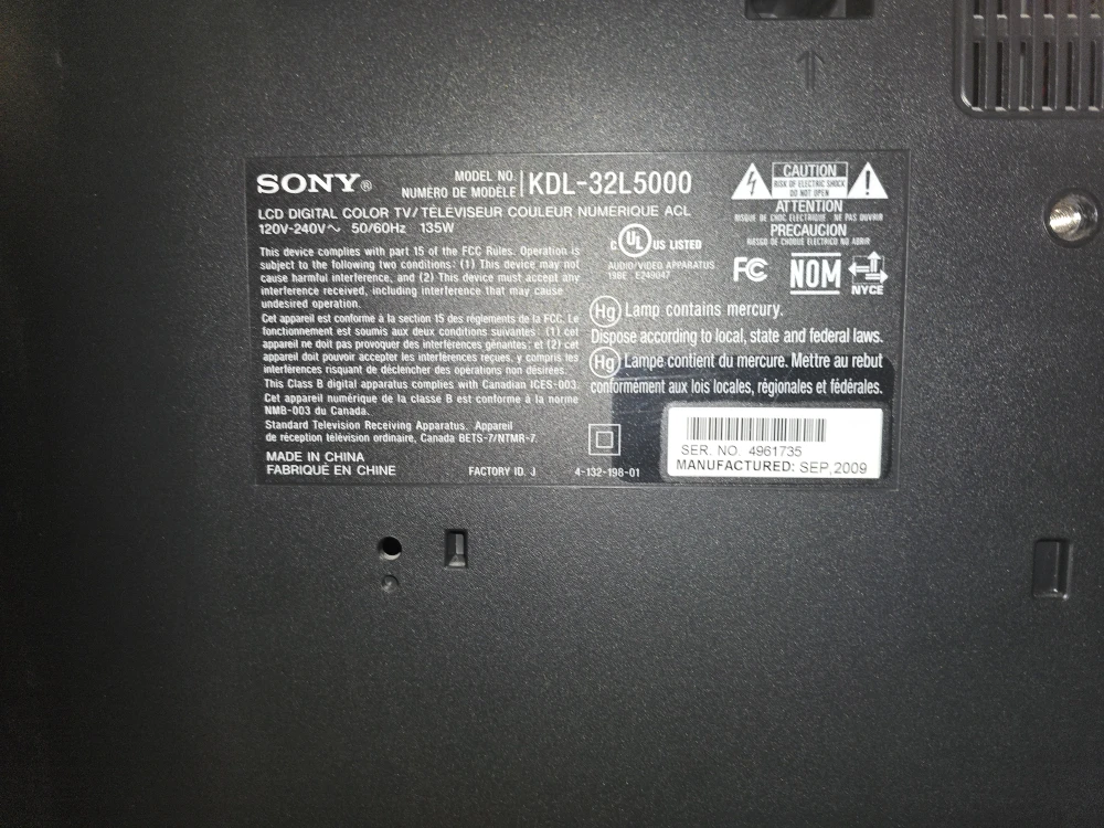 Sony Bravia LCD Digital Colour TV KDL-32L5000 - photo 2