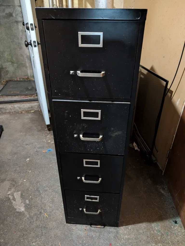 Black Metal 4-Drawer Filing Cabinet