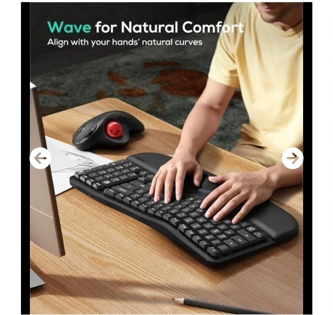 New Nulea Wave Keys Wireless Ergonomic Keyboard - Black image indicator(2)