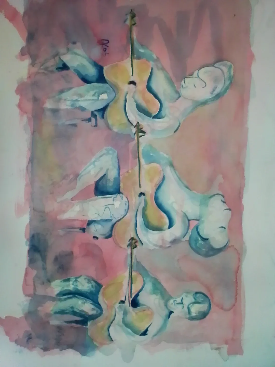 Abstract Three Violen Men Watercolor Painting image indicator(4)