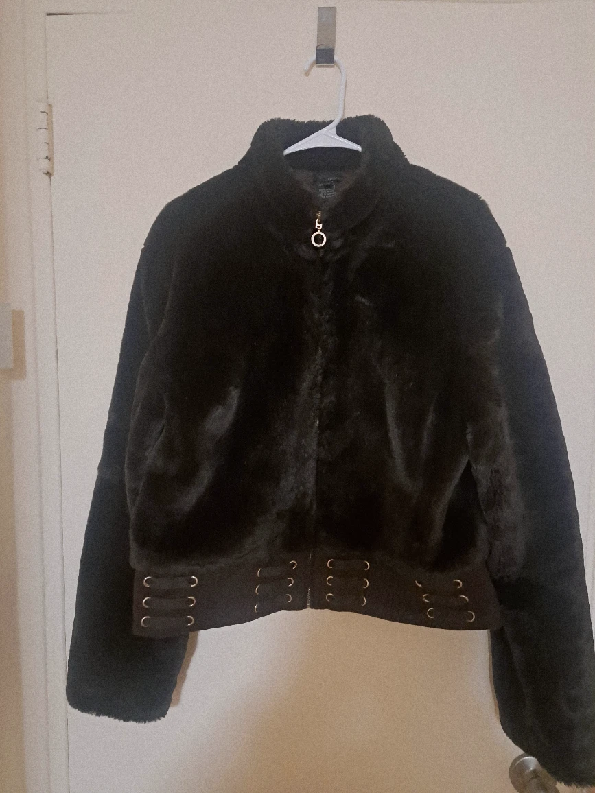 Brown Faux Fur Jacket - Size 16
