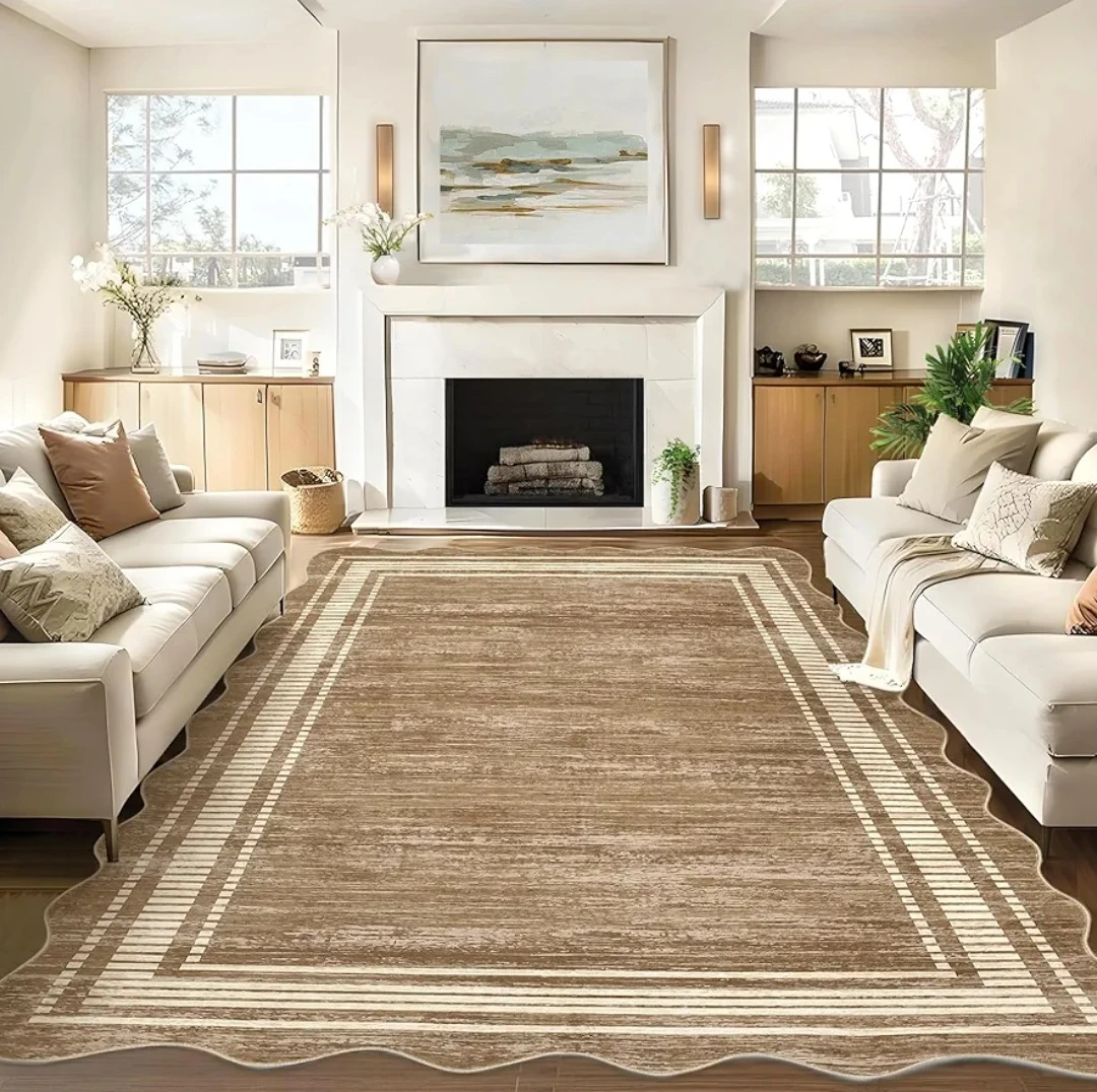 9x12 Brown Area Rug - Stain Resistant, Anti-Slip