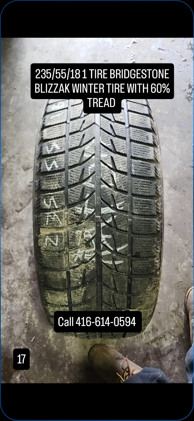 Bridgestone Blizzak 235/55/18 Winter Tire - 60% Tread thumbnail