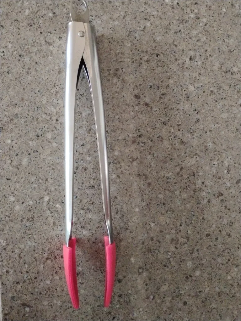 Kitchen Tongs with Pink Silicone Grip