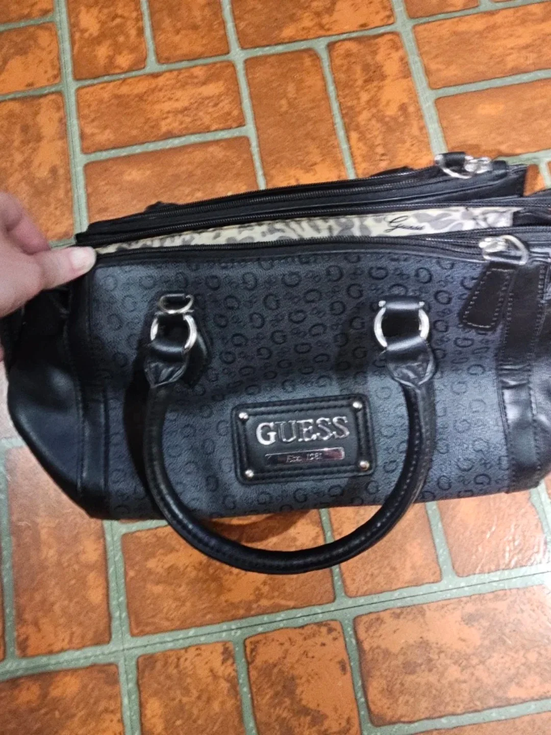 Guess Black Monogram Handbag
