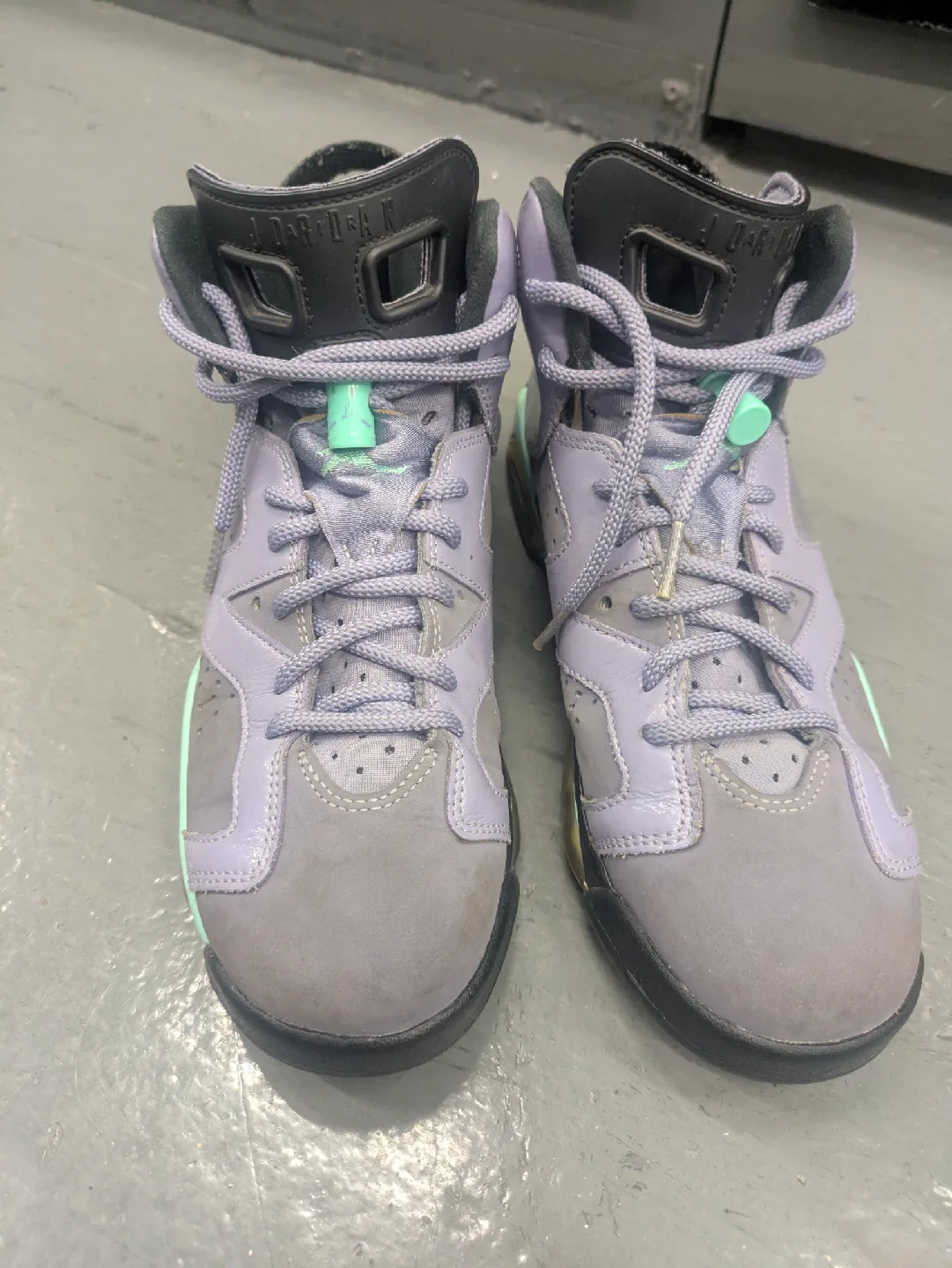 Jordan 6 Retro Iron Purple Bleached Turquoise Size 7Y image indicator(3)
