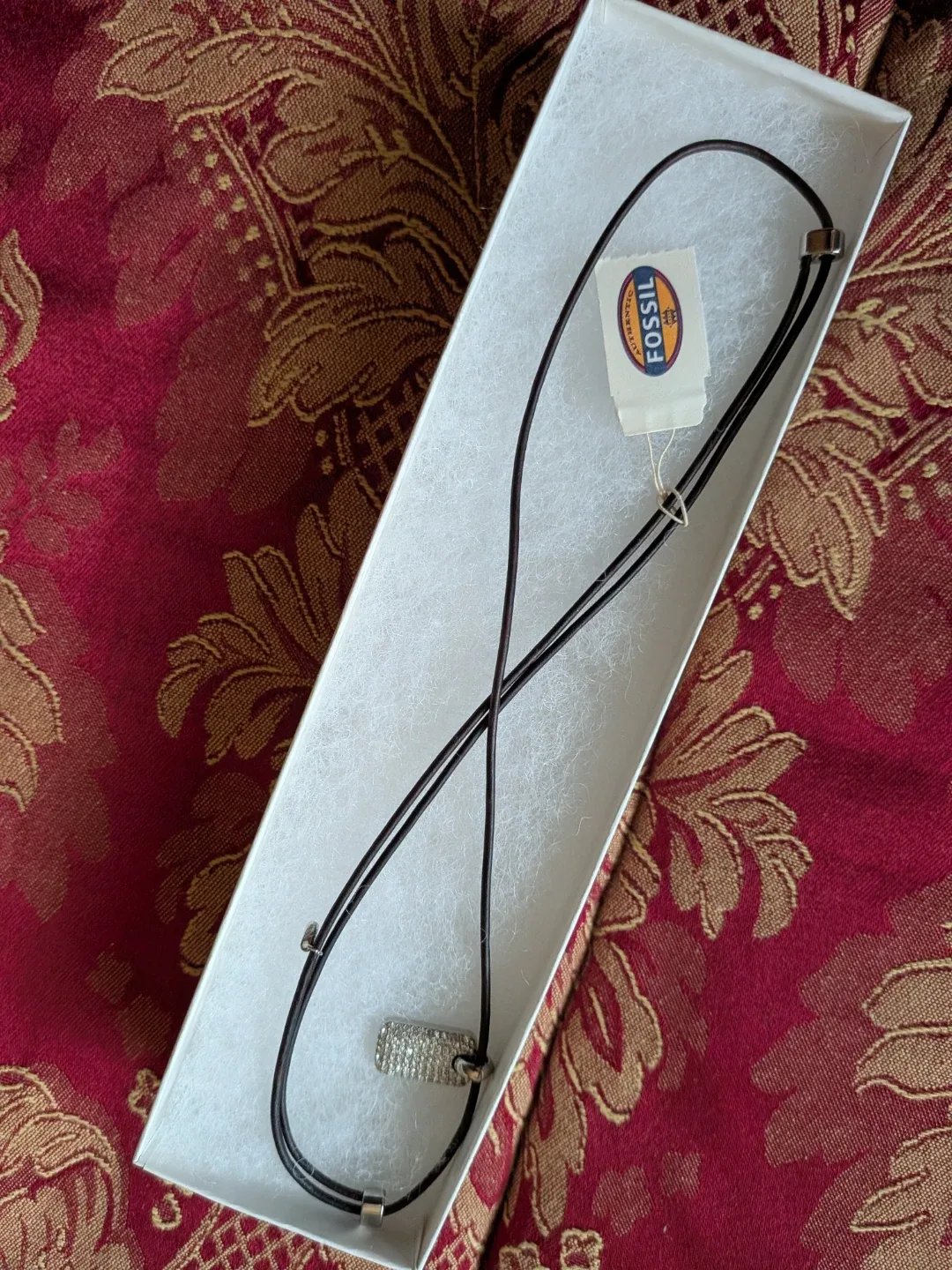 Fossil Leather Cord Necklace with Pave Pendant image indicator(2)