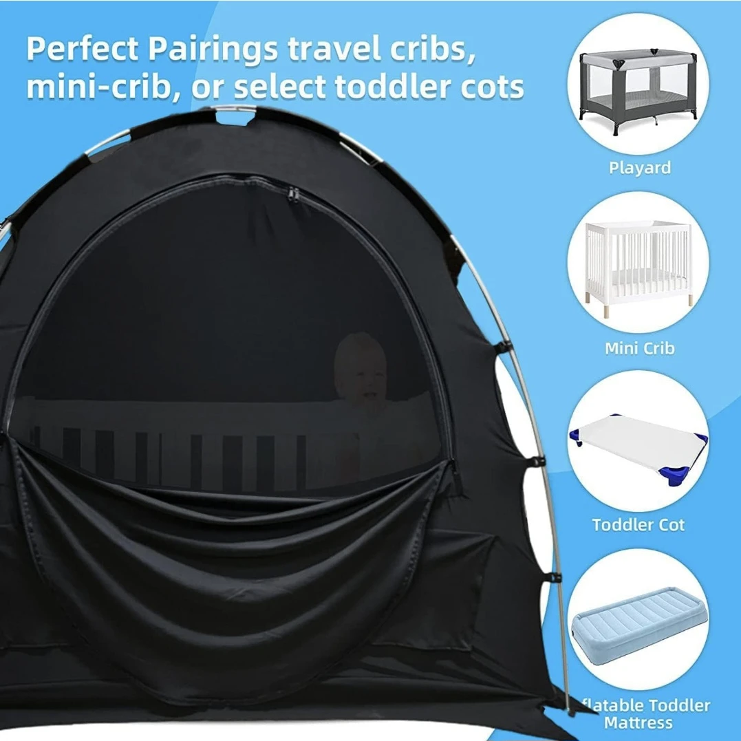 Crib Blackout Tent Cover, Crib Canopy Pod Tent for Travel Crib - photo 3