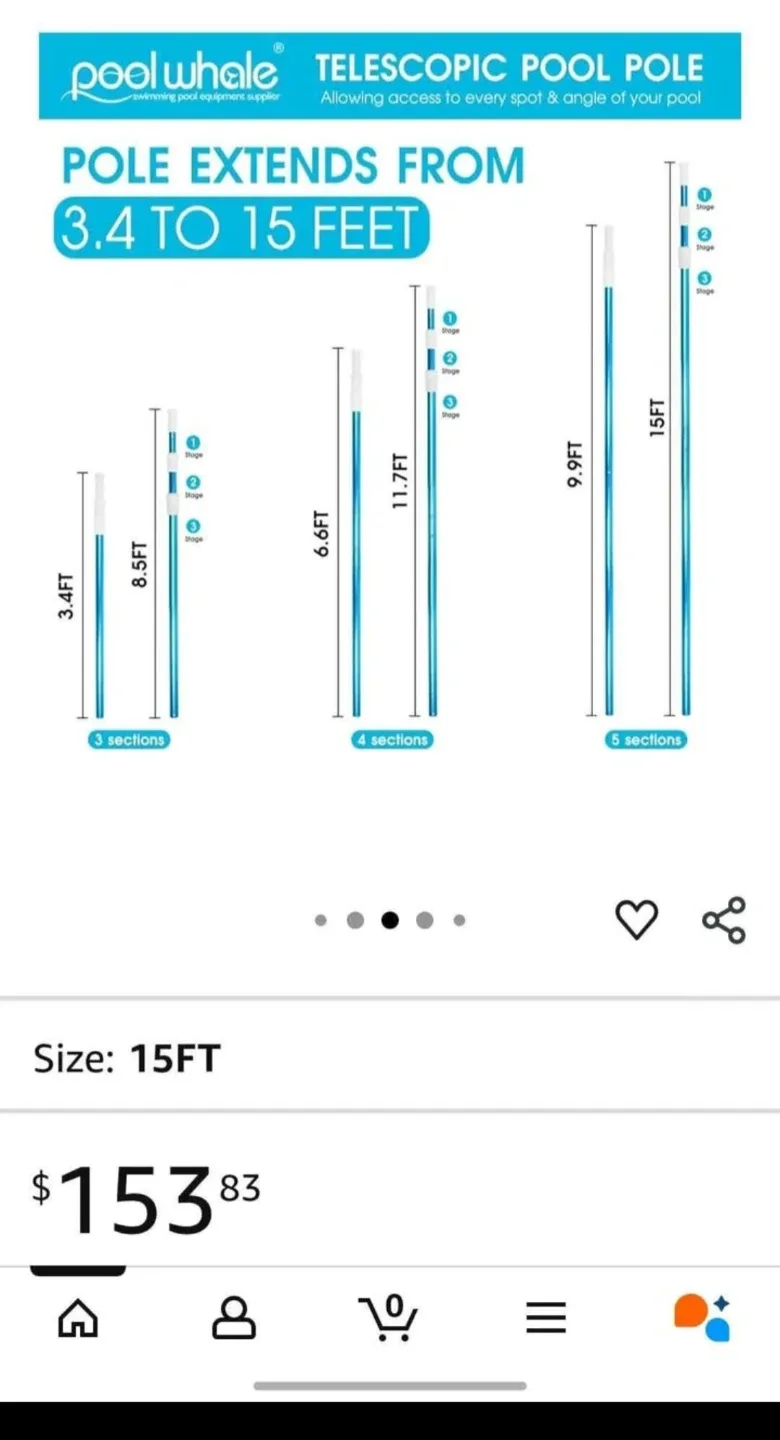 Telescopic Pool Pole – 15 FT (Pool Whale) image indicator(2)