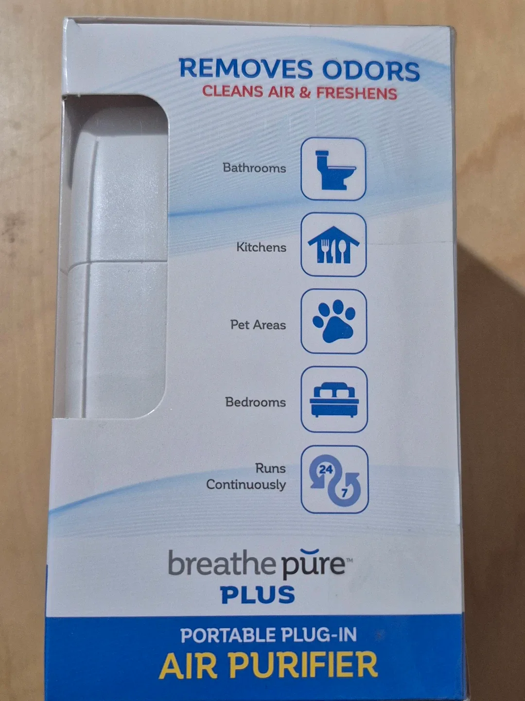 BNIB)Breathe Pure PLUS Portable Plug-In Air Purifier image indicator(2)