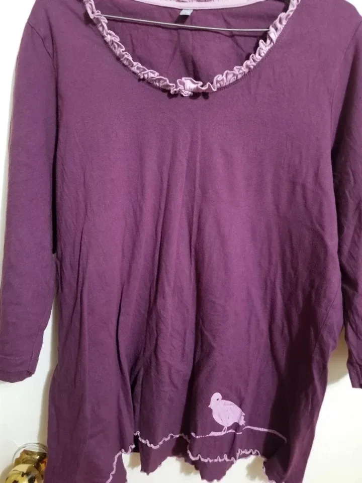 Purple Ruffled Trim Tunic Top image indicator(2)