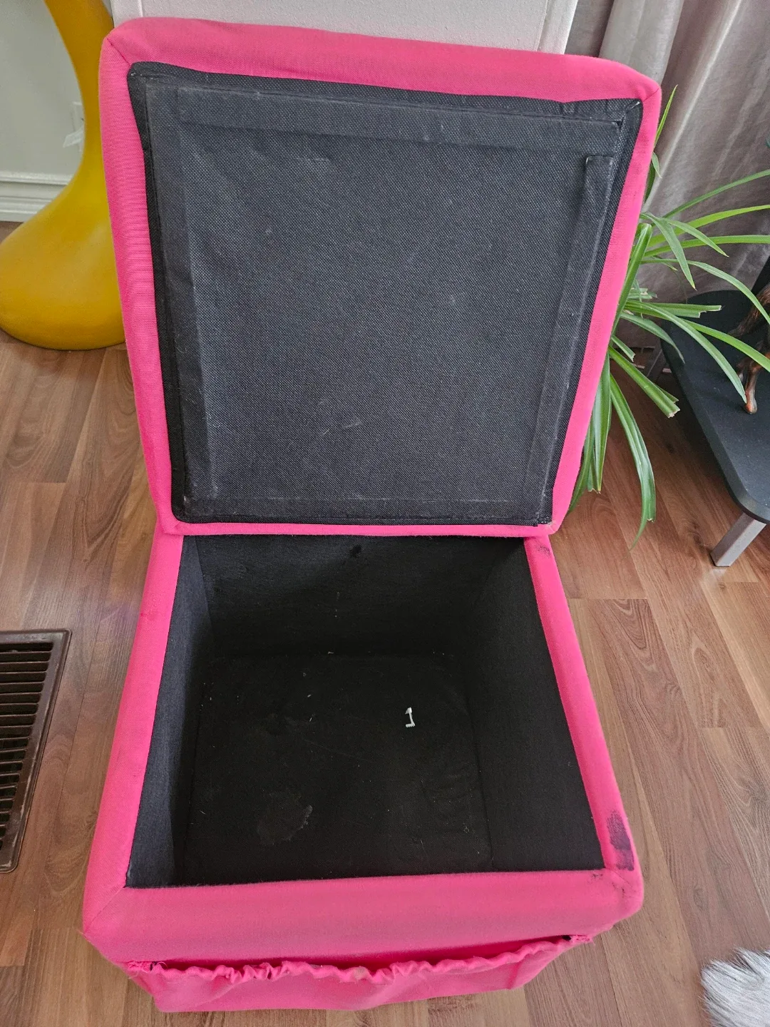Pink Storage Ottoman 14in square. image indicator(2)