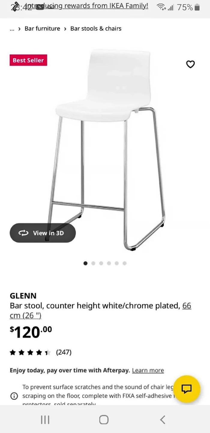 2 IKEA GLENN Bar Stools - with Chrome - 26"