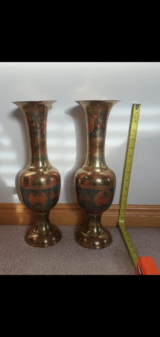 Vintage Brass Vases - Pair