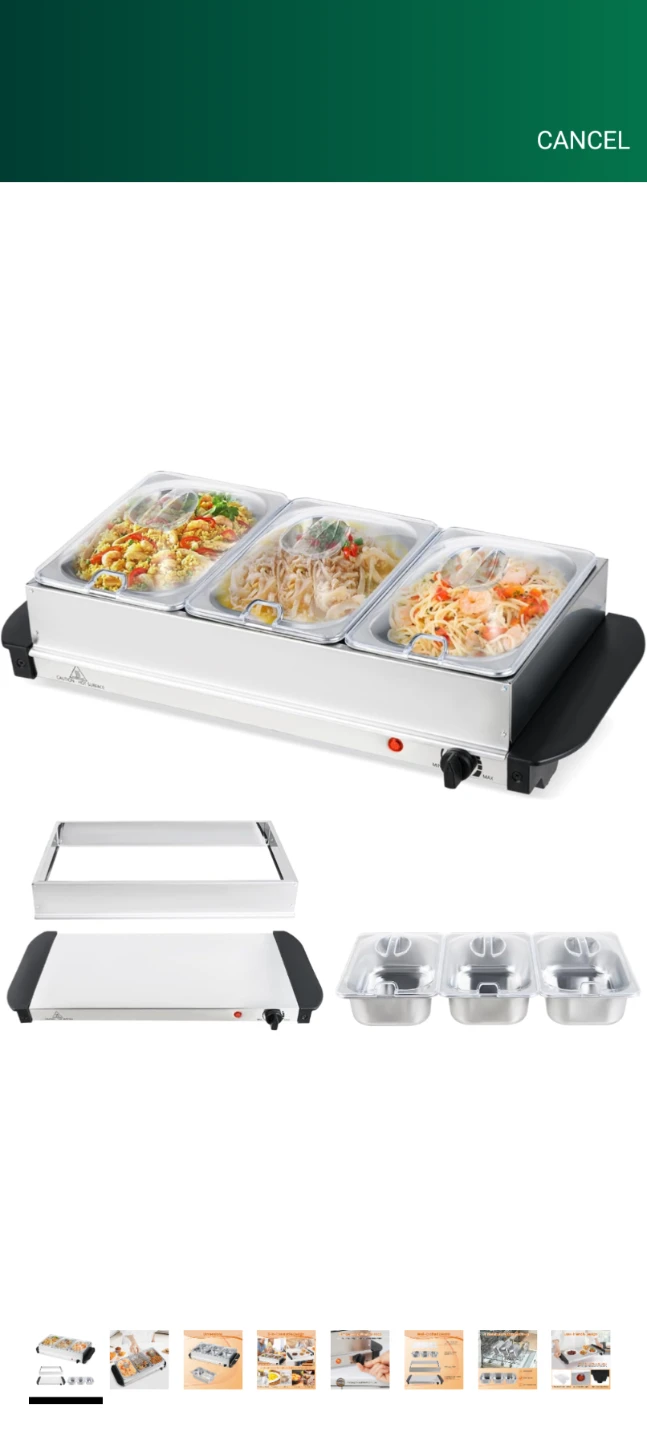 Buffet Server Food Warmer, Triple Tray