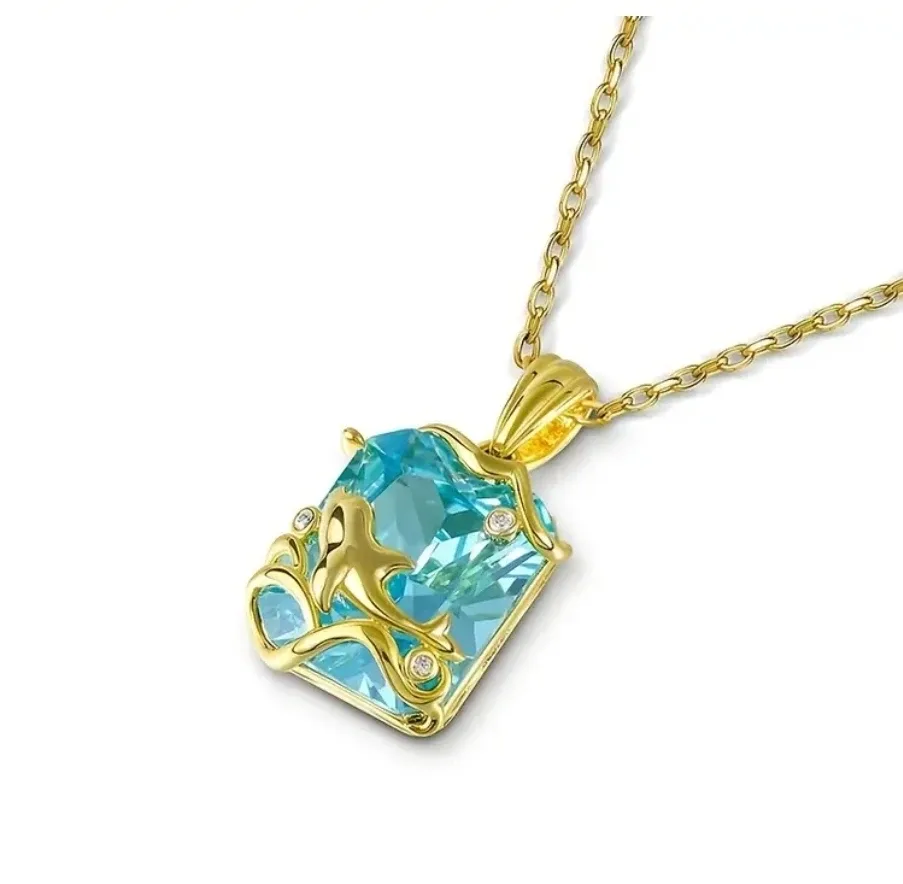 Gold Plated S925 Italian silver Dolphin Pendant Necklace image indicator(6)