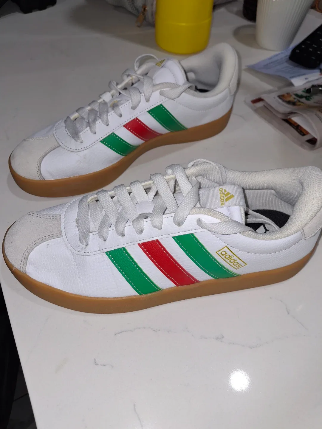 Adidas Court Team Bounce Shoes - White/Green/Red image indicator(2)