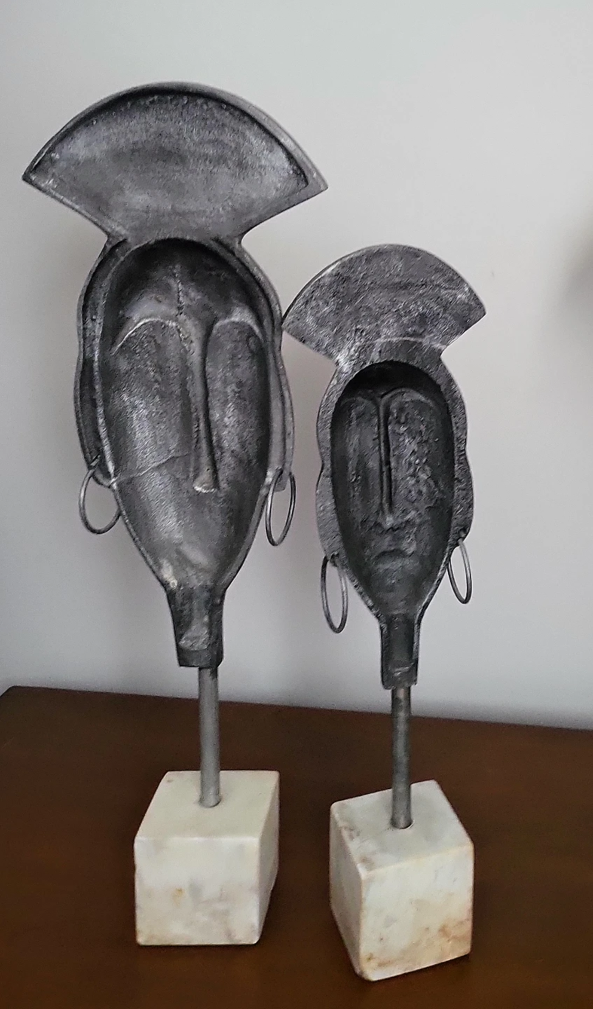 Pair of Decorative Metal AfricanFace Sculptures - photo 5