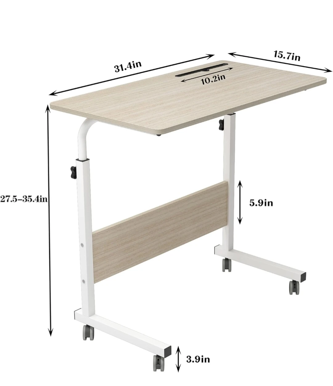 Adjustable Overbed Laptop Table with Wheels - photo 2