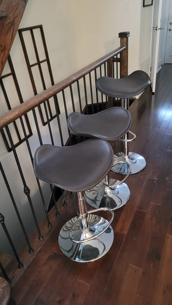 Set of 3 Brown Swivel Bar Stools