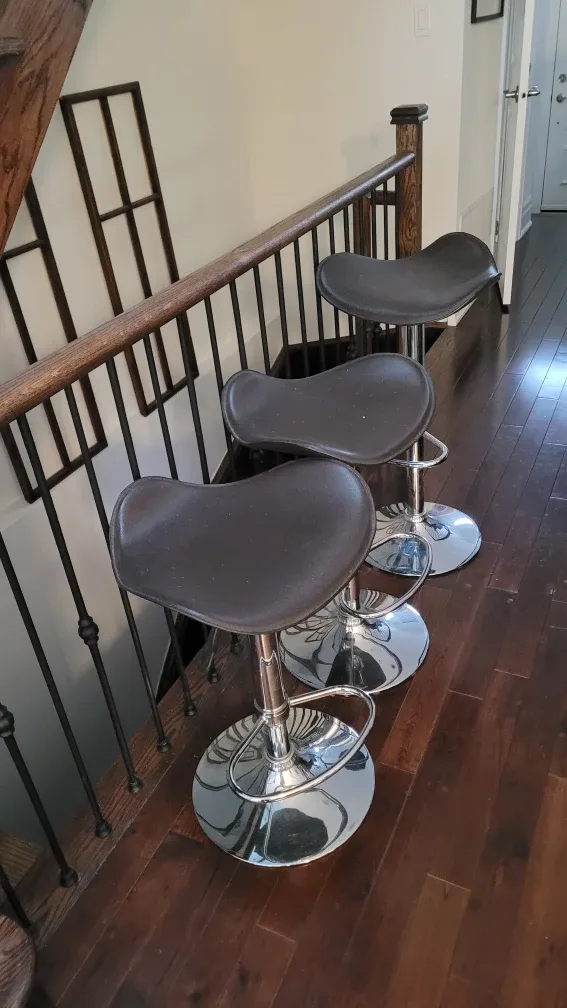 Set of 3 Brown Swivel Bar Stools