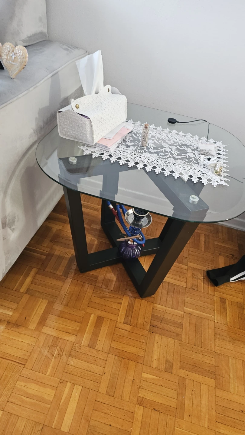 Glass Top Coffee Table with Black Base - photo 3