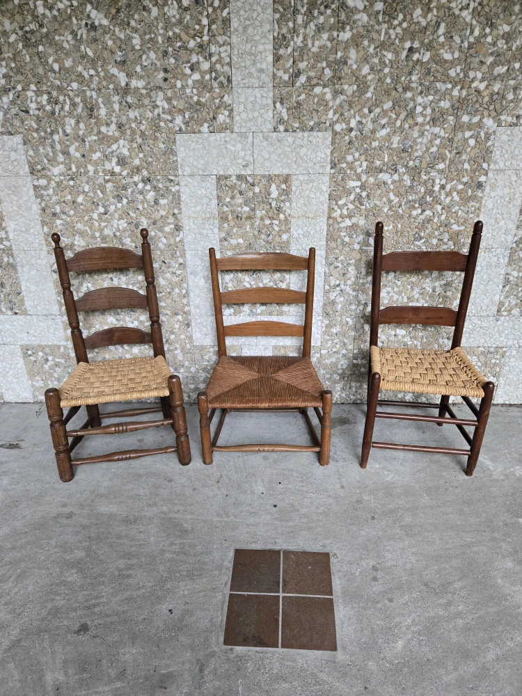 Set Of 3 Vintage Woven Rope Dining Chairs (Price Per Chair)