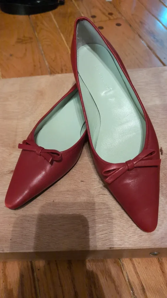 L.K. Bennett Red Leather Kitten Heels