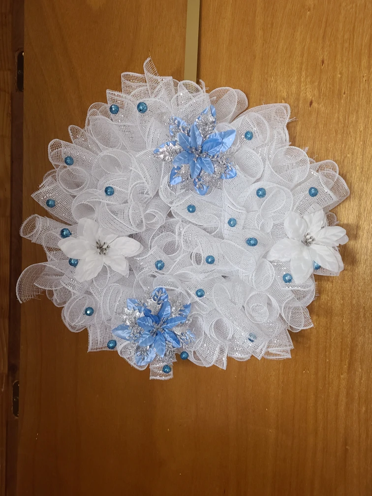 White & Blue Holiday Wreath