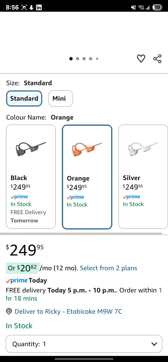 NEW Shokz OpenRun Pro 2 Orange Headphones image indicator(7)