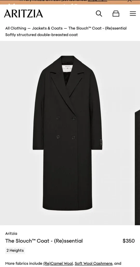 Aritzia The Slouch Coat - (Re)ssential Black - M image indicator(4)