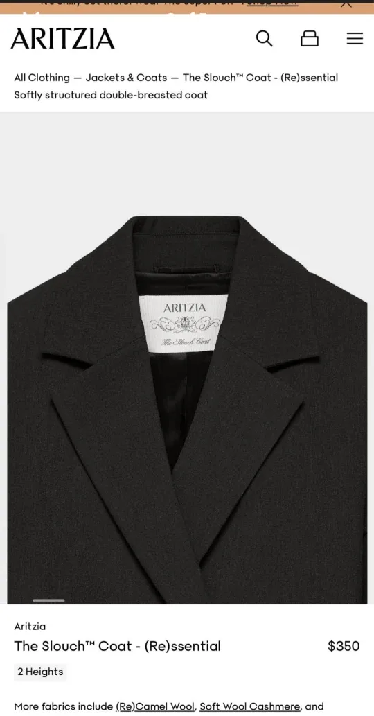 Aritzia The Slouch Coat - (Re)ssential Black - M image indicator(5)