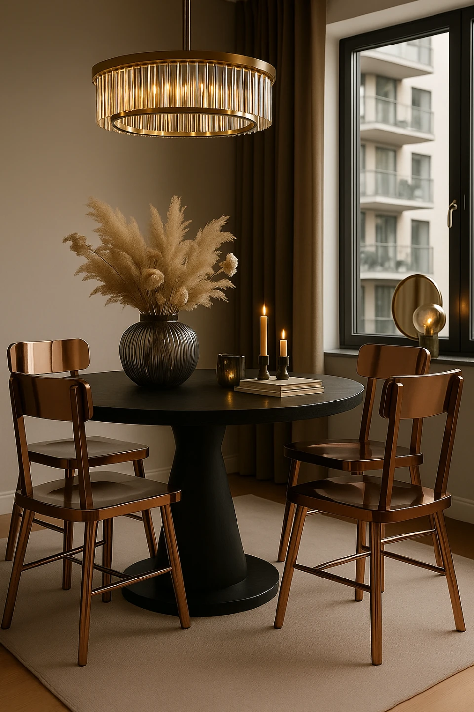 Set of 4 Rose Gold Stainless Steel Bohemian Dining Chairs - photo 3