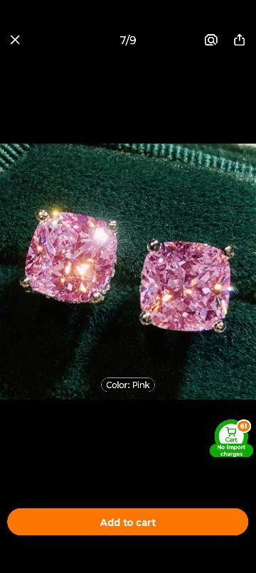 Cushion Cut Stud Earrings 4 pairs