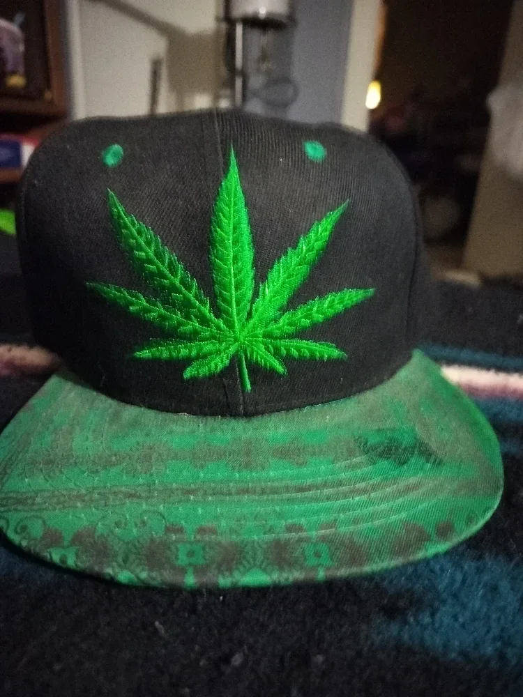 Marijuana Leaf Embroidered Baseball Cap image indicator(2)