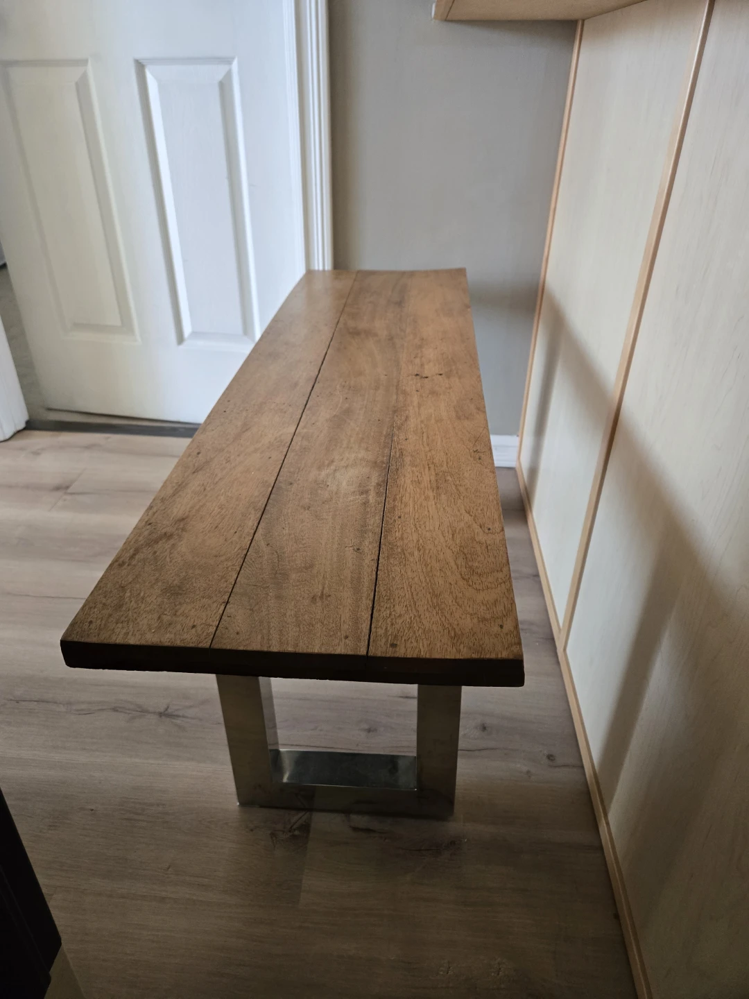 Wooden Bench with Metal Legs