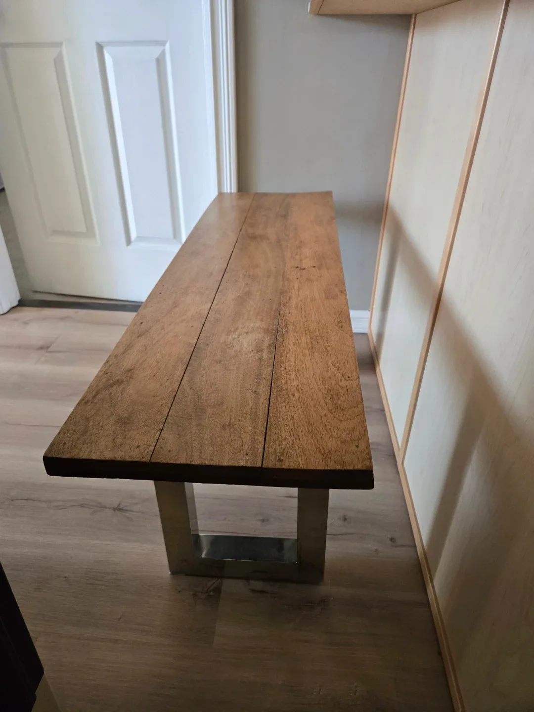 Wooden Bench with Metal Legs