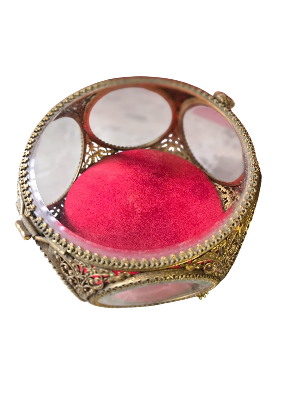 Vintage Glass & Gold Jewelry Trinket Box image indicator(3)