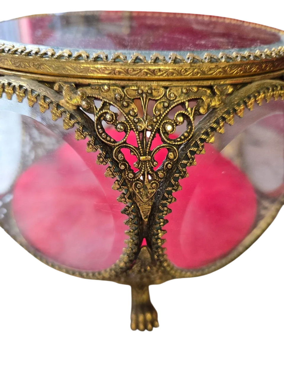 Vintage Glass & Gold Jewelry Trinket Box image indicator(7)