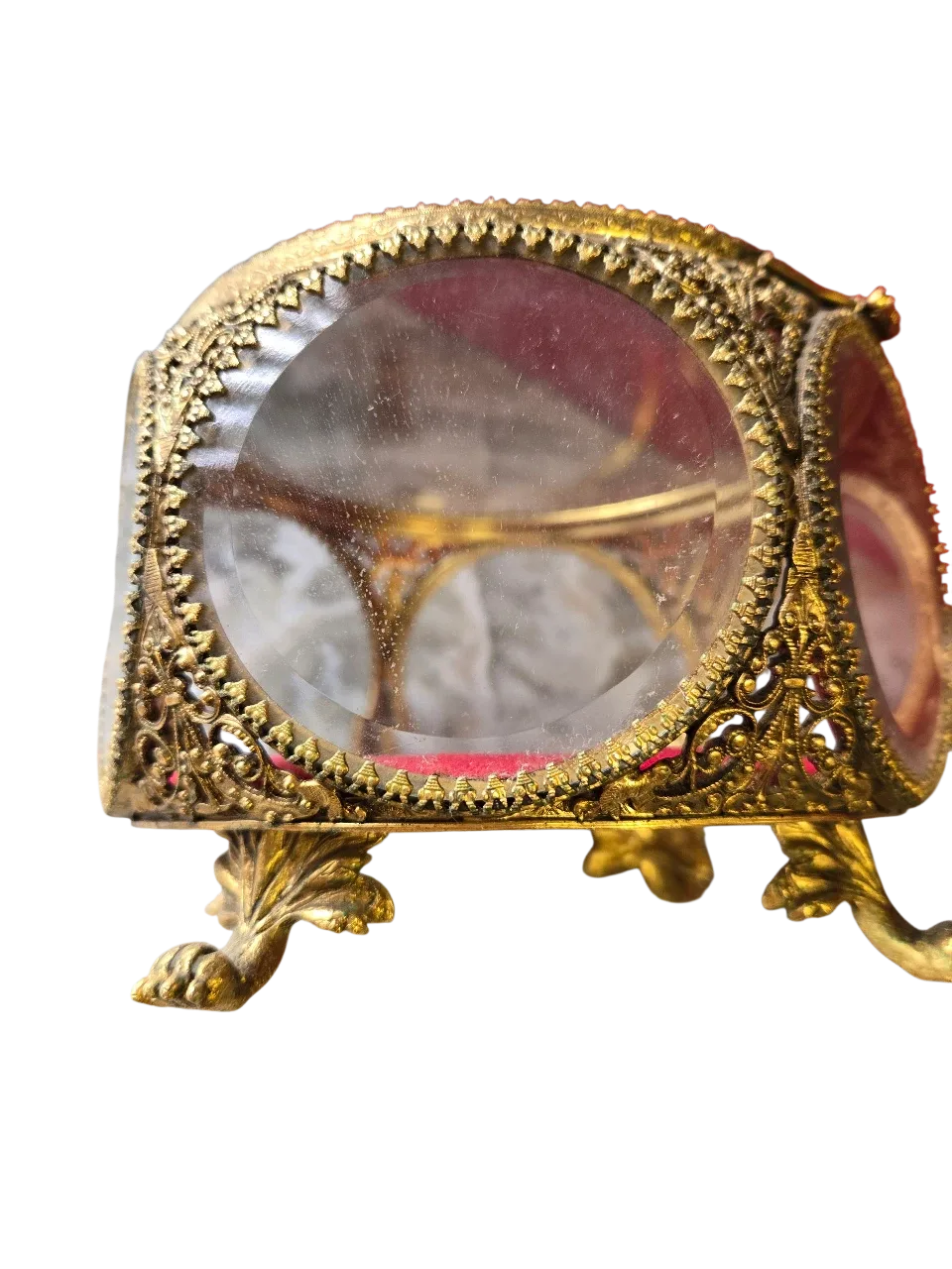 Vintage Glass & Gold Jewelry Trinket Box image indicator(8)