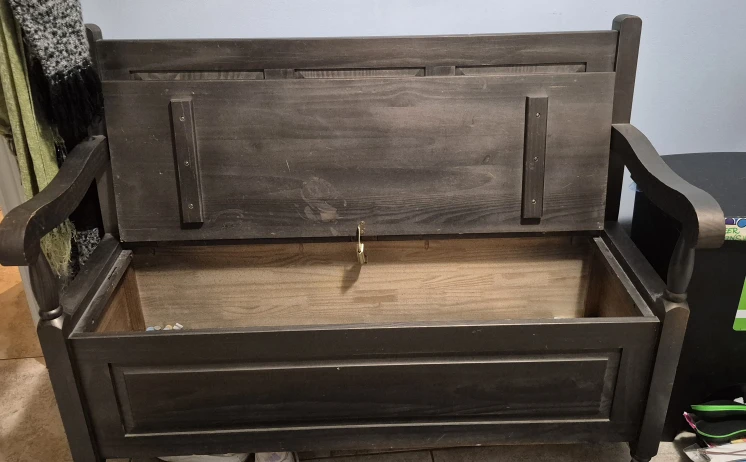 Storage Bench with Backrest - Dark Wood - photo 2