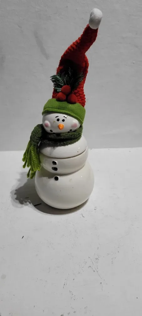 Snowman Jar with Lid, 9 inches tall