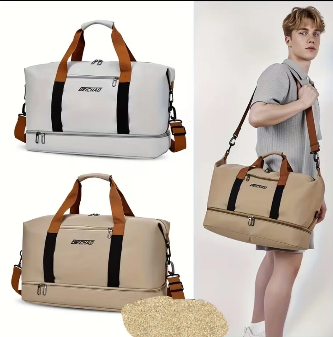 NEW Large Capacity Unisex Duffle Bag, Grey image indicator(3)