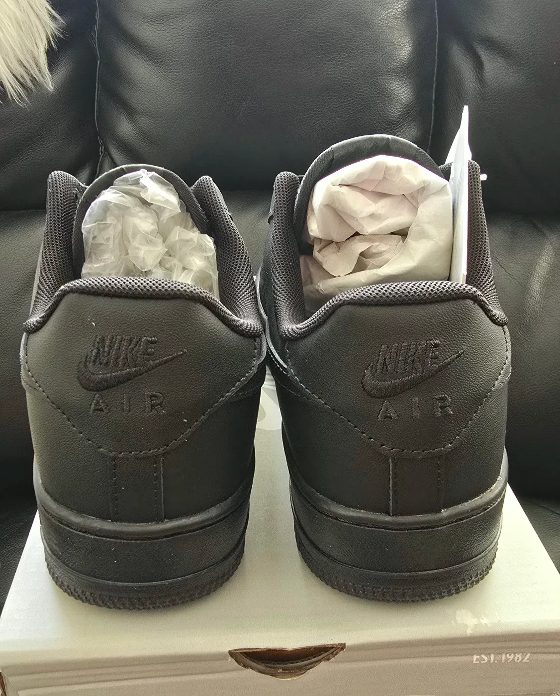 Brand new Nike Air Force All Black sneakers good for school $95 image indicator(6)