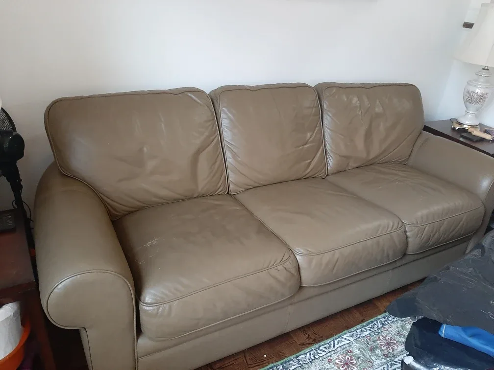 Leather Sofa - Beige/Tan