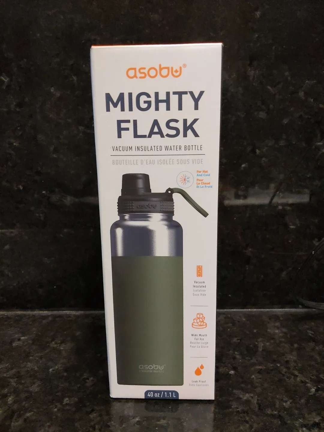 Asobu Mighty Flask 40 oz Insulated Water Bottle
