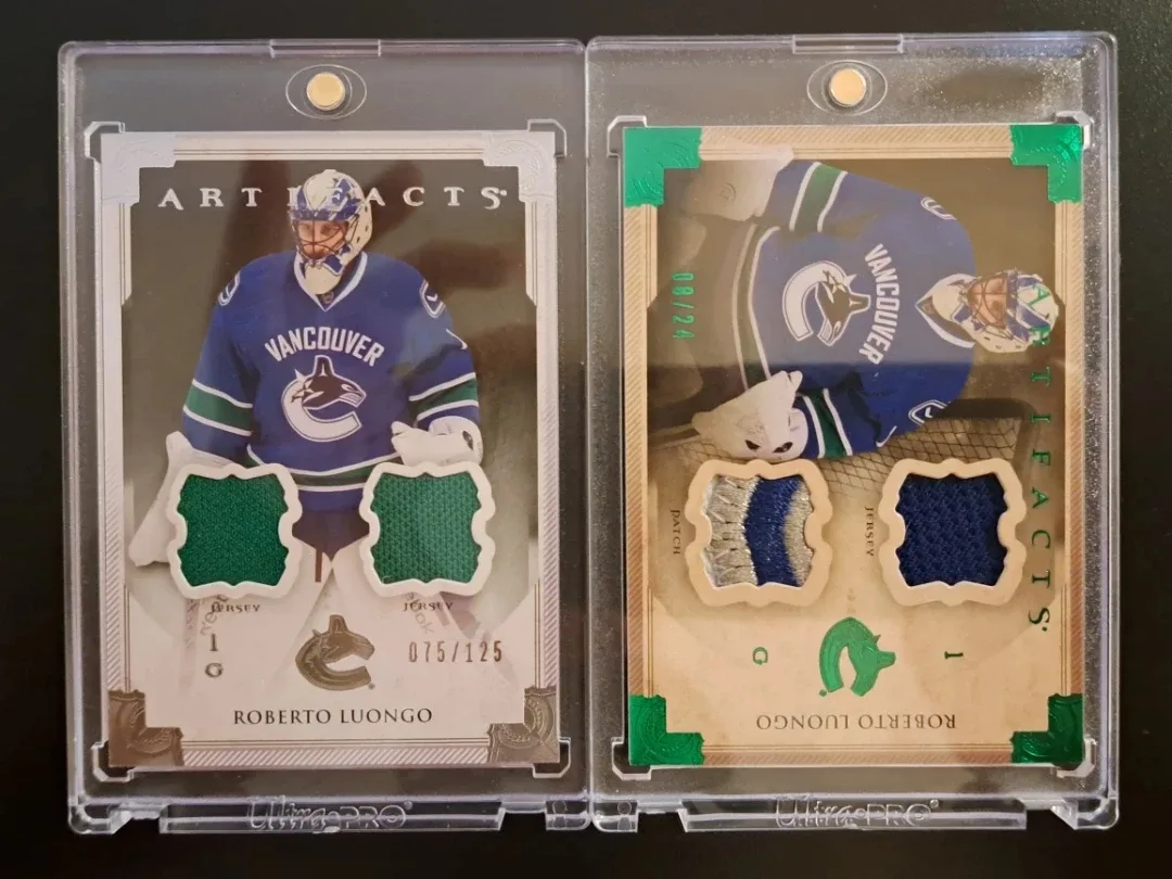 Upper Deck artifacts/Roberto Luongo/silver/Emerald cards